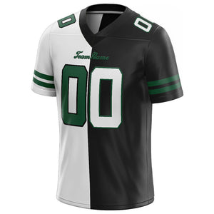 custom authentic split fashion football jersey black-white-green
