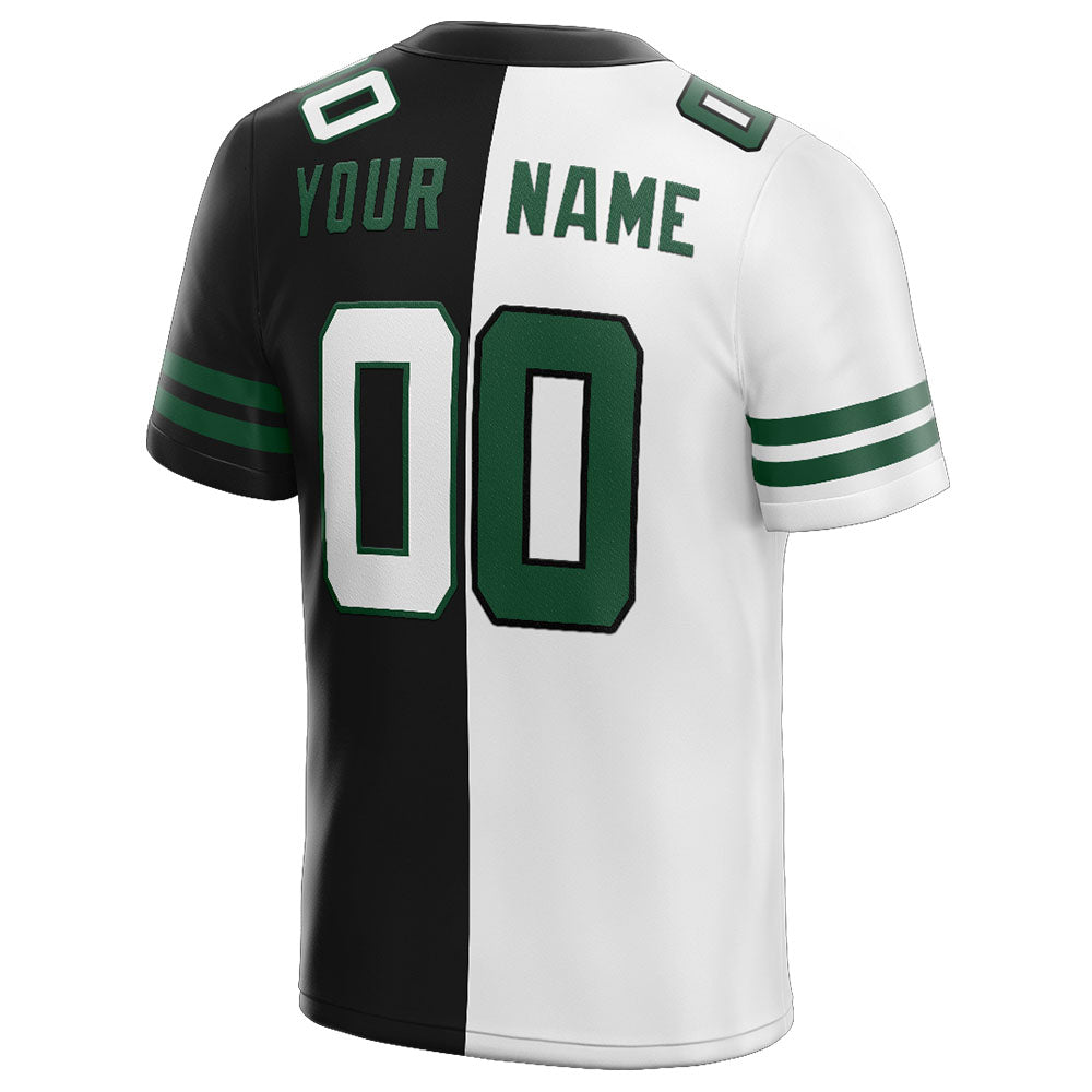 custom authentic split fashion football jersey black-white-green