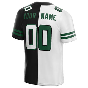 custom authentic split fashion football jersey green-white-black