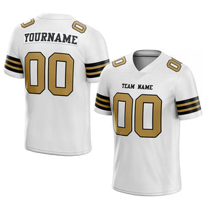 customized authentic football jersey white gold-black  mesh