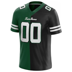 custom authentic split fashion football jersey green-black-white