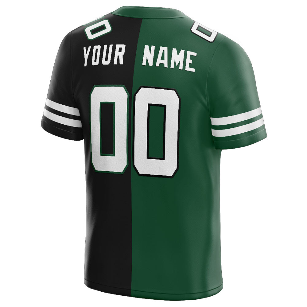 custom authentic split fashion football jersey gray-white-midnight green