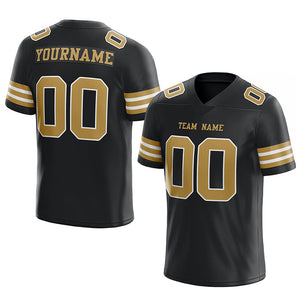 customized authentic football jersey black gold-white   mesh