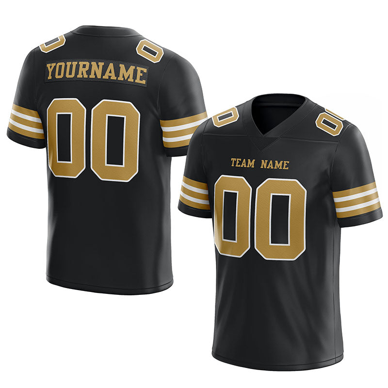 customized authentic football jersey black gold-white   mesh