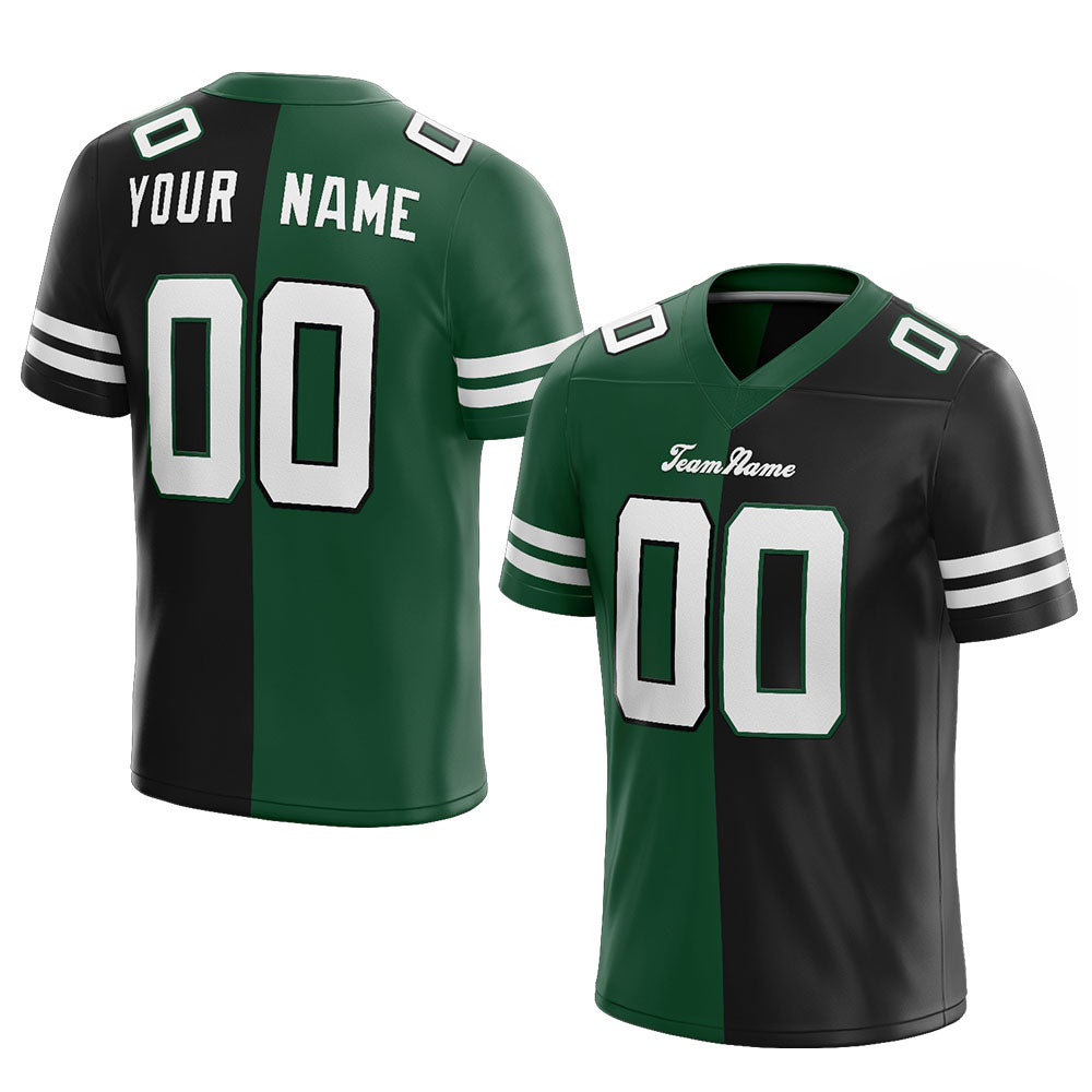 custom authentic split fashion football jersey gray-white-midnight green