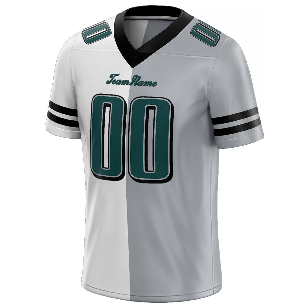 custom authentic split fashion football jersey green-black-white