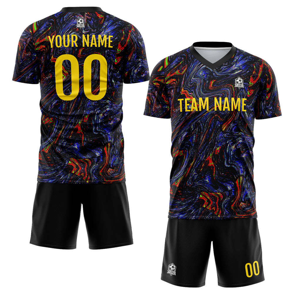 Uniforme de fútbol personalizado para niños y adultos & conjunto personalizado & camiseta negra y fluida