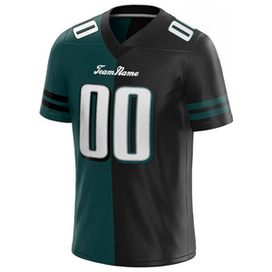 custom authentic split fashion football jersey black-midnight green