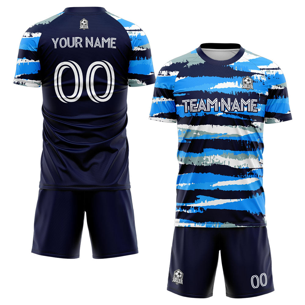custom soccer set jersey kids adults personalized soccer blue