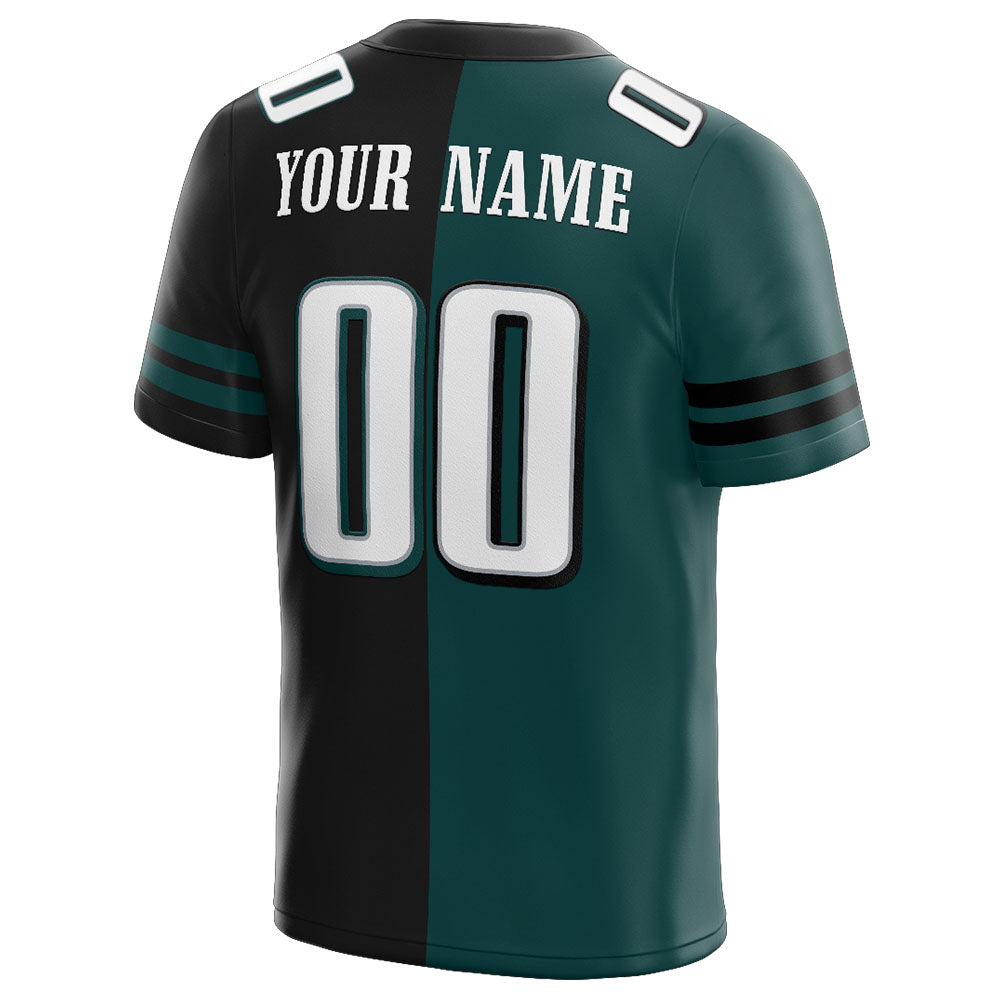 custom authentic split fashion football jersey black-midnight green