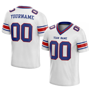 customized authentic football jersey white blue-red  mesh