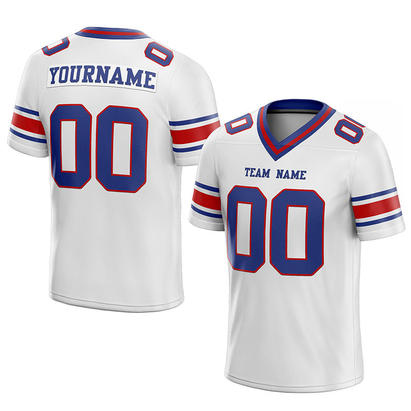 customized authentic football jersey blue white-red  mesh