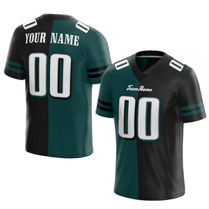 custom authentic split fashion football jersey black-midnight green