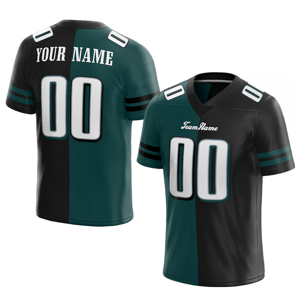 custom authentic split fashion football jersey black-midnight green