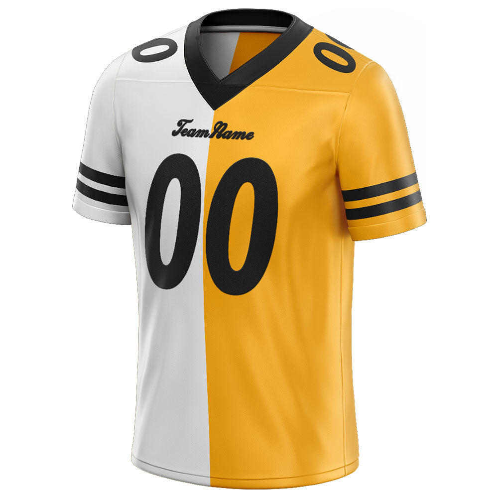 custom authentic split fashion football jersey yellow-white-black