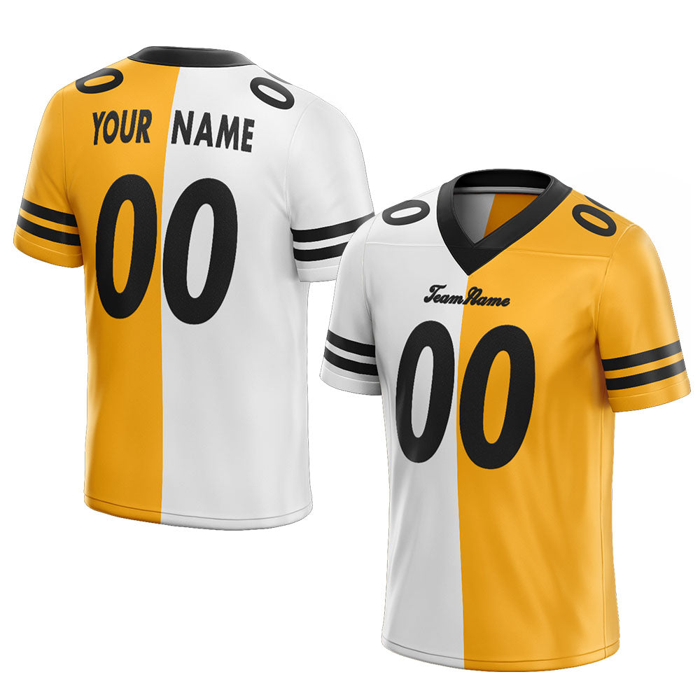custom authentic split fashion football jersey yellow-white-black