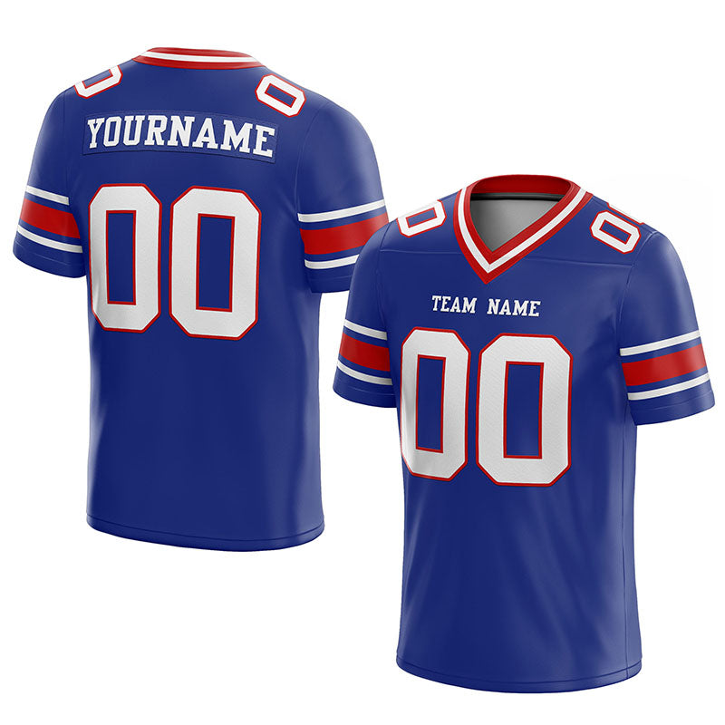 customized authentic football jersey blue white-red  mesh