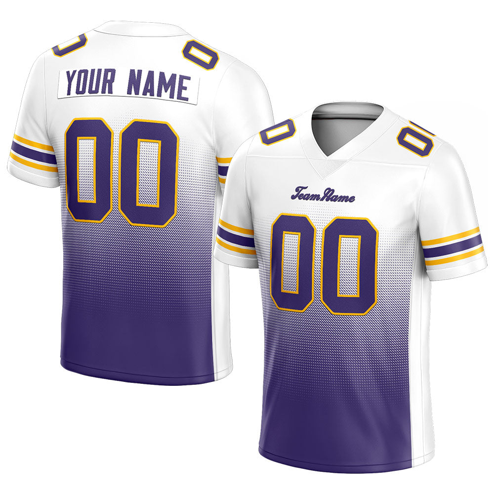 custom authentic gradient fashion football jersey white-purple