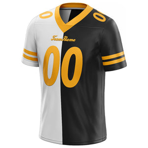 custom authentic split fashion football jersey black-yellow-white