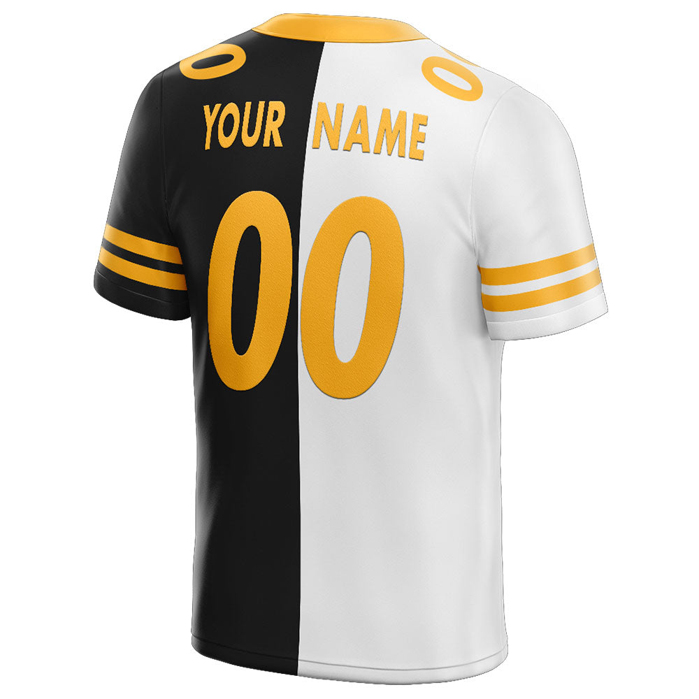 custom authentic split fashion football jersey black-yellow-white