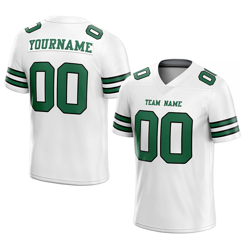 customized authentic football jersey white green-black mesh
