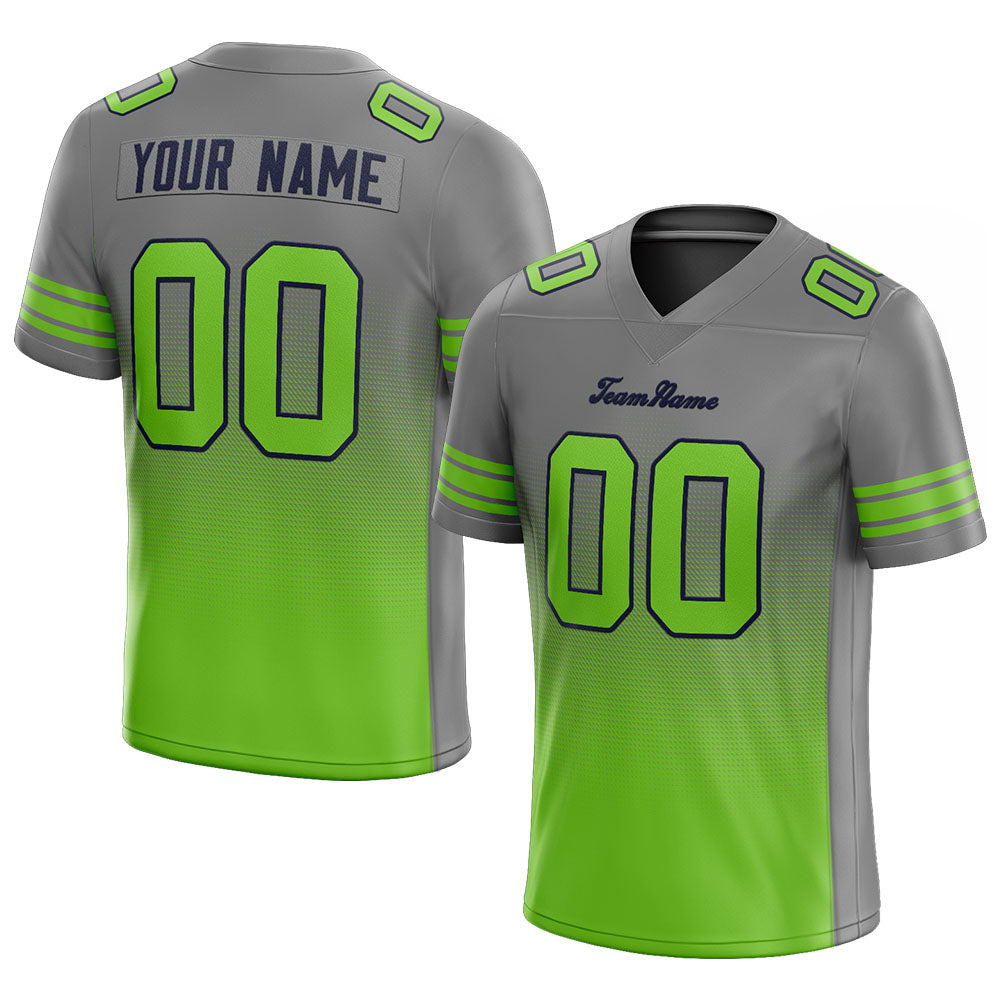 custom authentic gradient fashion football jersey gray-neon green