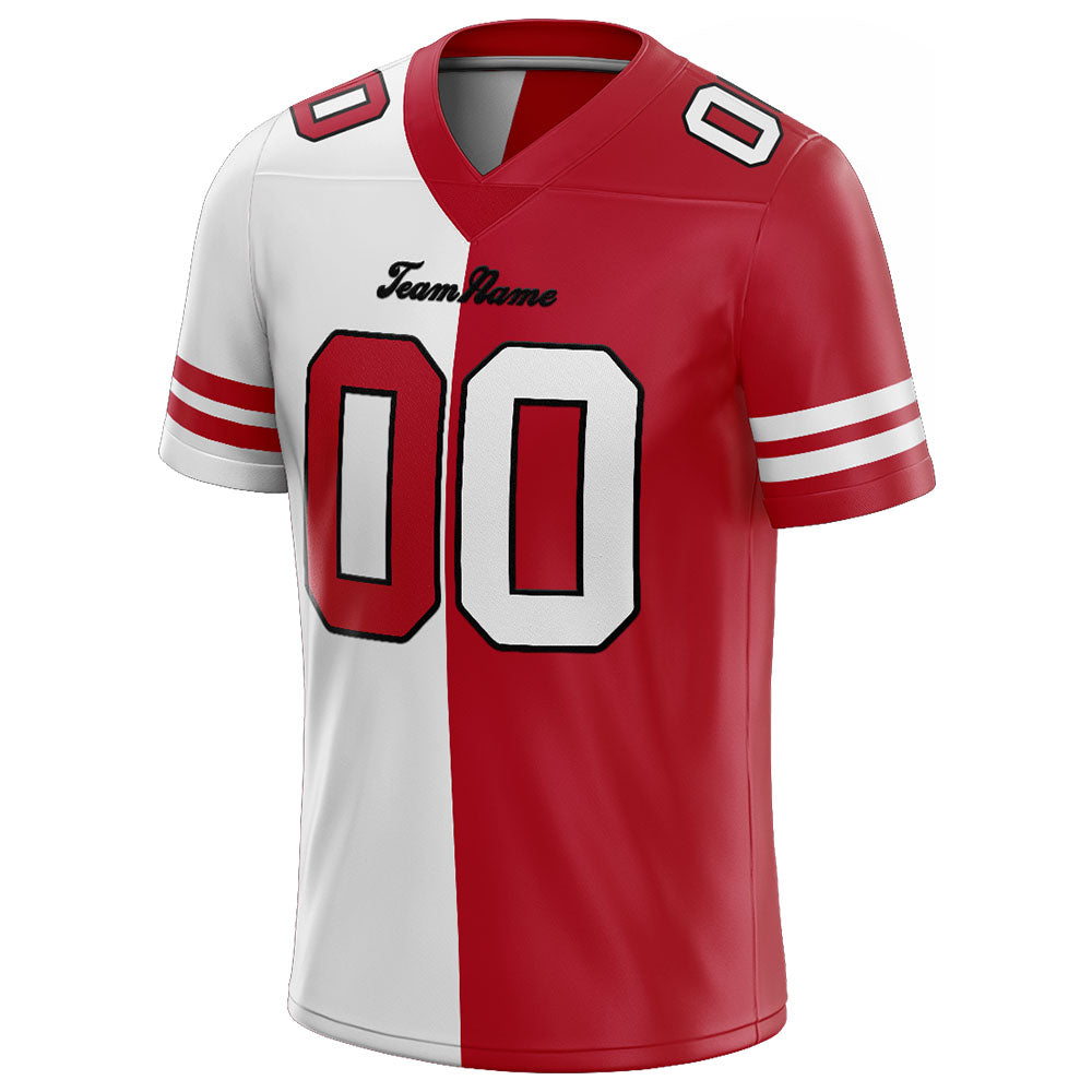 custom authentic split fashion football jersey red-white mesh
