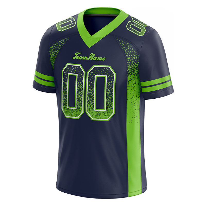 custom authentic drift fashion football jersey navy-neon green mesh