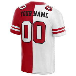 custom authentic split fashion football jersey red-white mesh