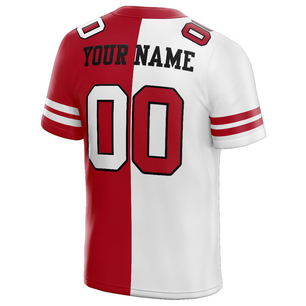 custom authentic split fashion football jersey red-white mesh