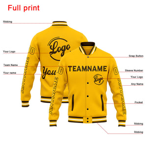 Chaqueta universitaria personalizada estilo Letterman para hombres-mujeres y jóvenes-color marrón y amarillo