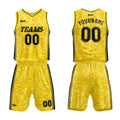 Uniforme de baloncesto amarillo personalizado con tu logotipo-nombre y número impresos