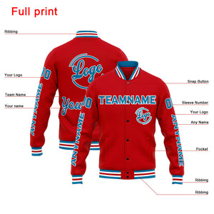 Chaqueta universitaria personalizada estilo Letterman para hombres-mujeres y jóvenes-color azul y rojo