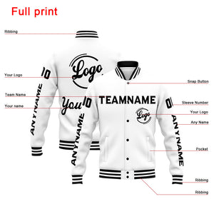 Chaqueta universitaria personalizada estilo Letterman para hombres-mujeres y jóvenes-color blanco