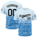 Camiseta de béisbol azul con dise?o personalizado estampado completo