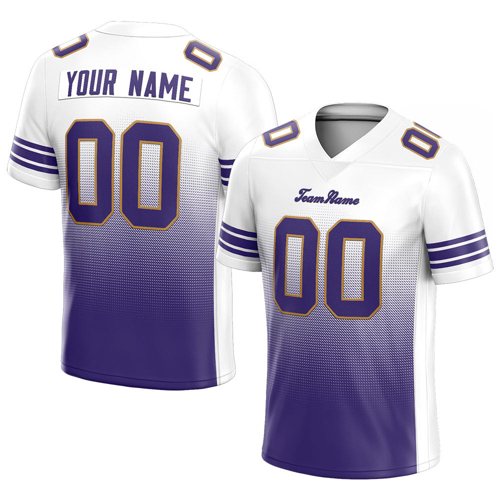 custom authentic gradient fashion football jersey purple-black-gold mesh