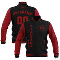 Chaquetas universitarias impermeables negras y rojas personalizadas con nombre-número y logotipo bordados a medida