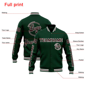 Chaqueta universitaria personalizada estilo Letterman para hombres-mujeres y jóvenes-color verde y marrón
