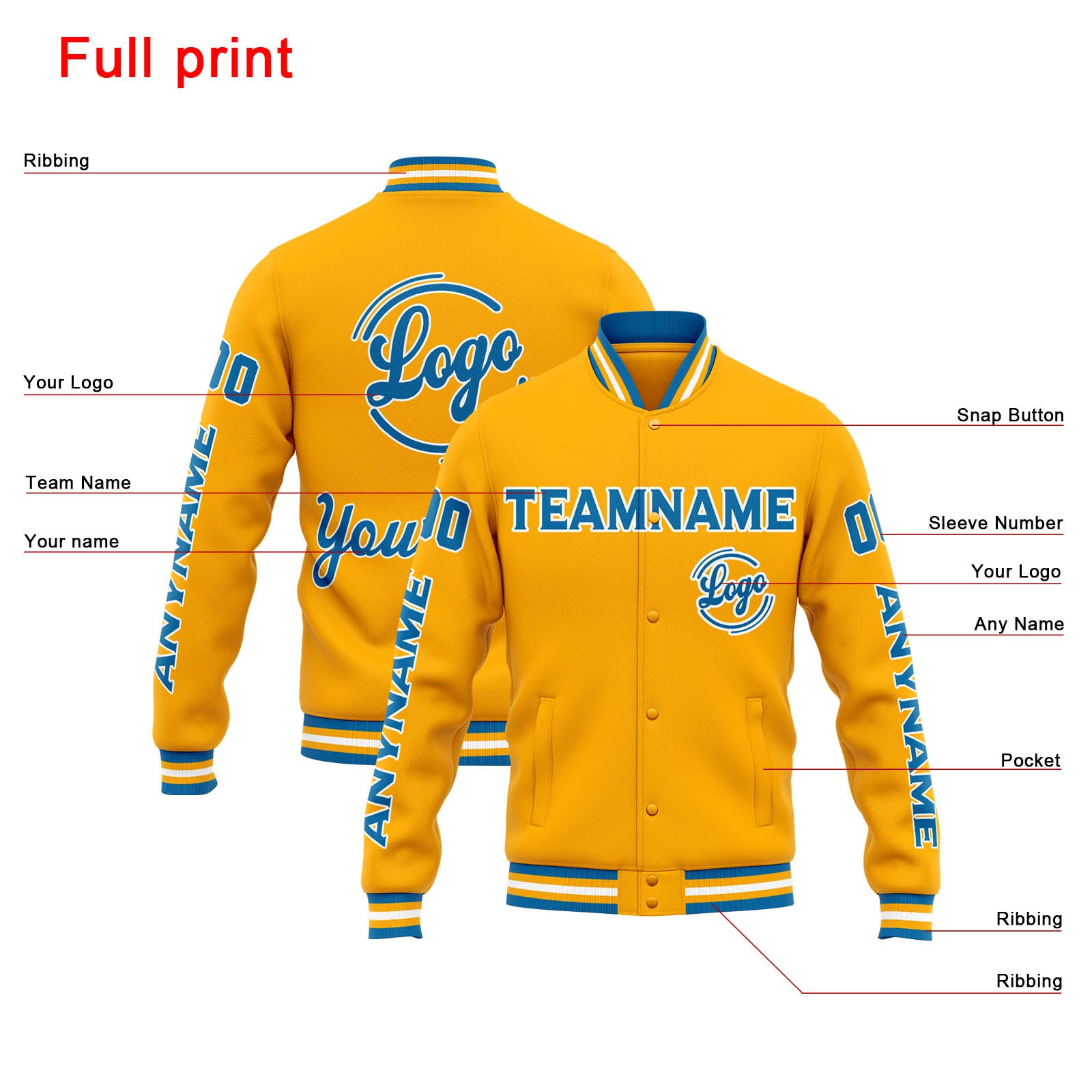Chaqueta universitaria personalizada estilo Letterman para hombres-mujeres y jóvenes-color naranja y azul