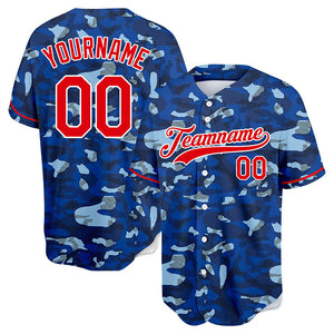 custom full print design authentic royal camouflage baseball jersey