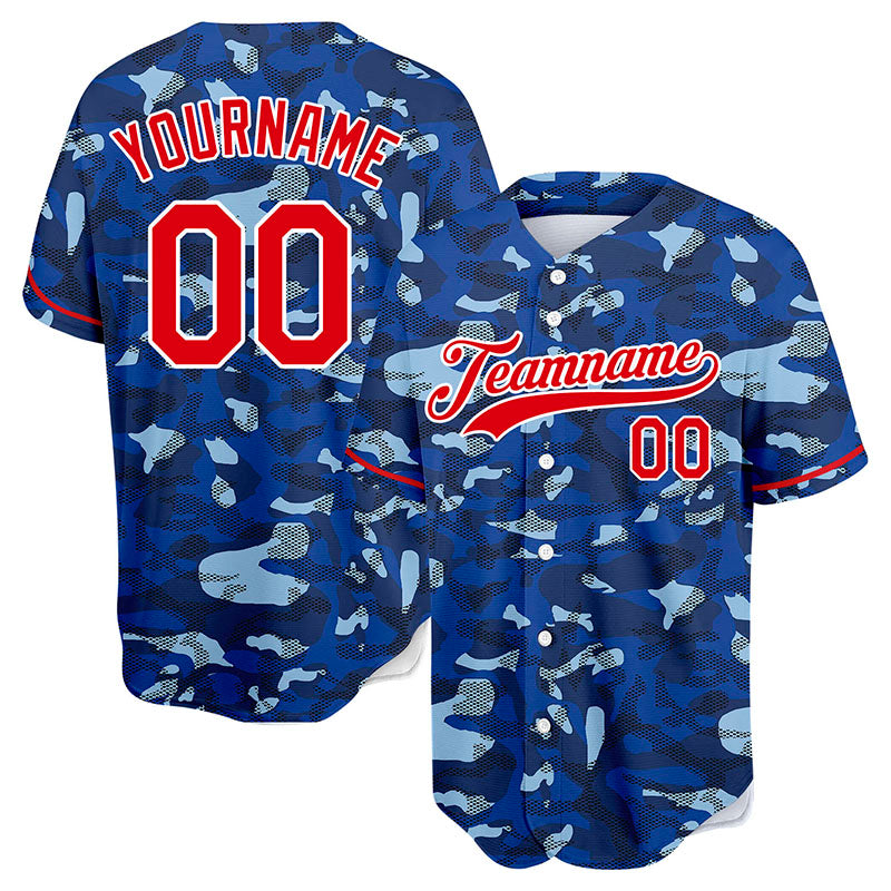 custom full print design authentic royal camouflage baseball jersey
