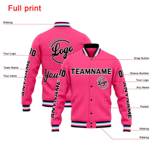 Chaqueta universitaria personalizada estilo Letterman para hombres-mujeres y jóvenes-color rosa y negro
