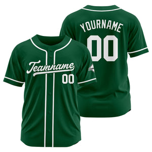 Camiseta de béisbol personalizada con diseño bordado & estilo hip hop & color verde oscuro y blanco