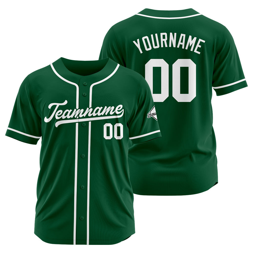 Camiseta de béisbol personalizada con diseño bordado & estilo hip hop & color verde oscuro y blanco