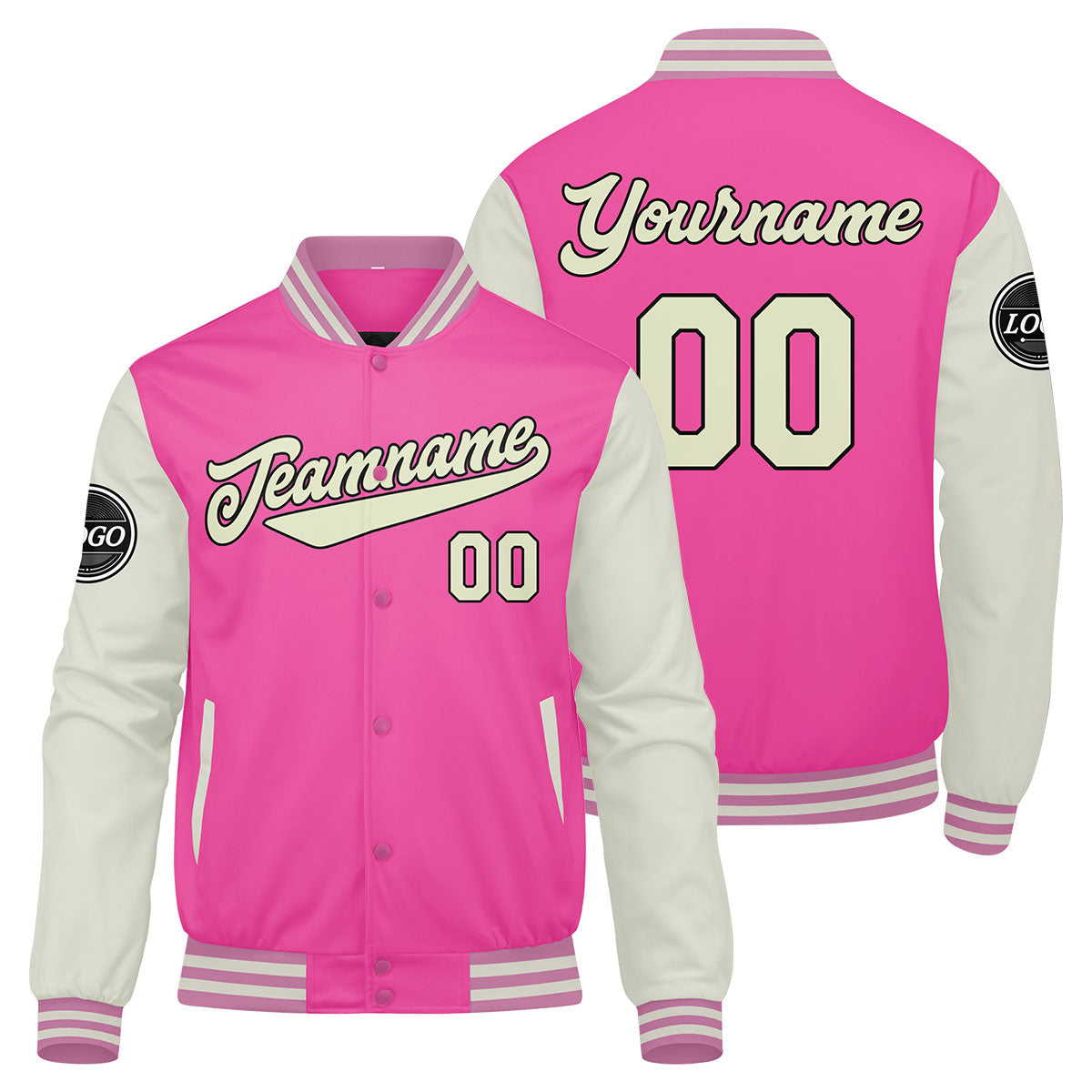 Chaqueta universitaria personalizada estilo Letterman para hombres-mujeres y jóvenes-color rosa