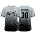 Camiseta de béisbol con dise?o personalizado estampado completo en negro y gris