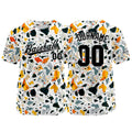 Camiseta de béisbol con dise?o personalizado estampado completo en blanco y naranja
