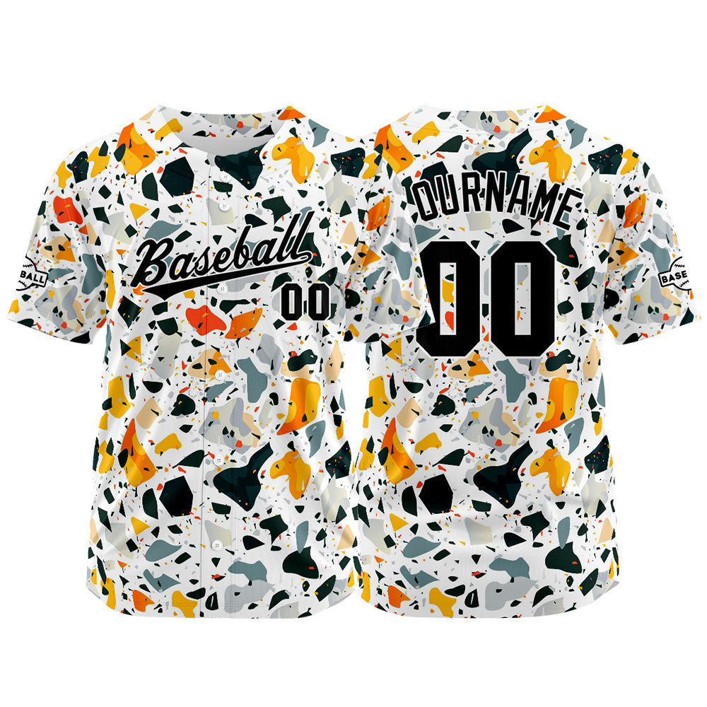 Camiseta de béisbol con dise?o personalizado estampado completo en blanco y naranja