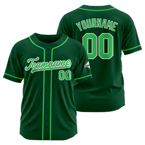 Camiseta de béisbol personalizada con diseño bordado & estilo hip hop & color verde oscuro