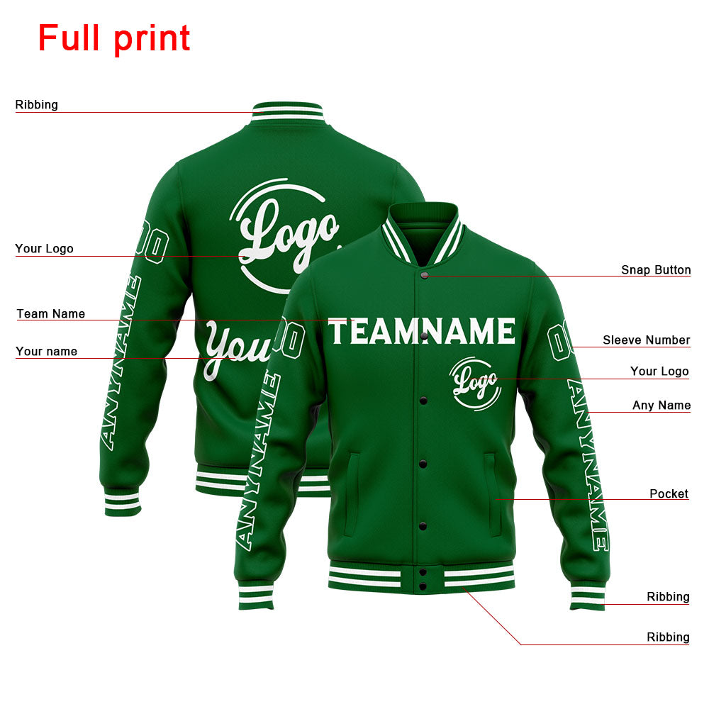 Chaqueta universitaria personalizada estilo Letterman para hombres-mujeres y jóvenes-color verde